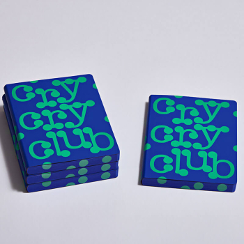 Nuuna, Notizbuch,Flex-Cover aus recyceltem Leder, Seiten Punktraster, Cry Cry Club, bedruckt blau-gruen, Rückseite, style